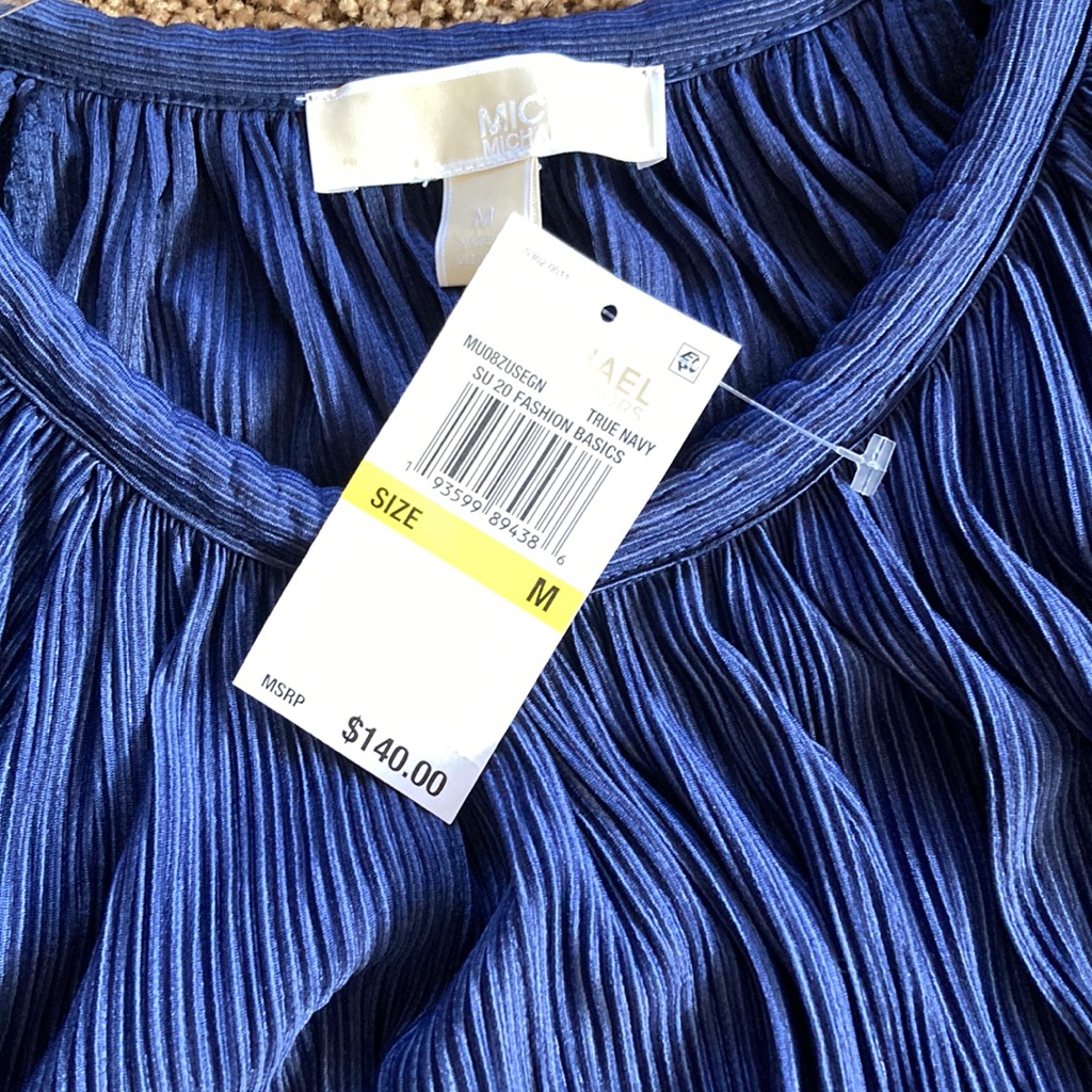 Michael Michael Kors Beautiful Blue Dress With Tie Belt. Flowy Fabric. Size Ml